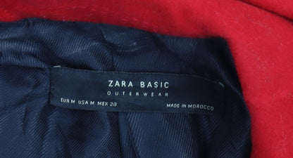 Womens UK Size 12 Zara Basic Red Overcoat