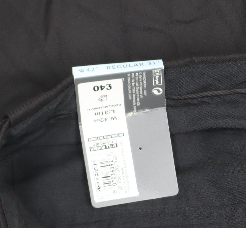 Marks and Spencer Men's Black Regular Fit Dress Pants Size 42R