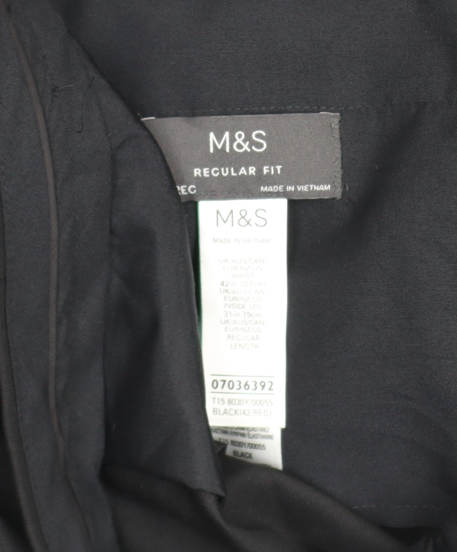 Marks and Spencer Men's Black Regular Fit Dress Pants Size 42R
