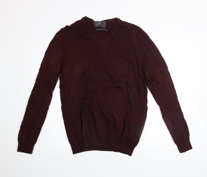 Marks and Spencer Mens Red Slim Fit V-Neck Merino Silk Jumper M