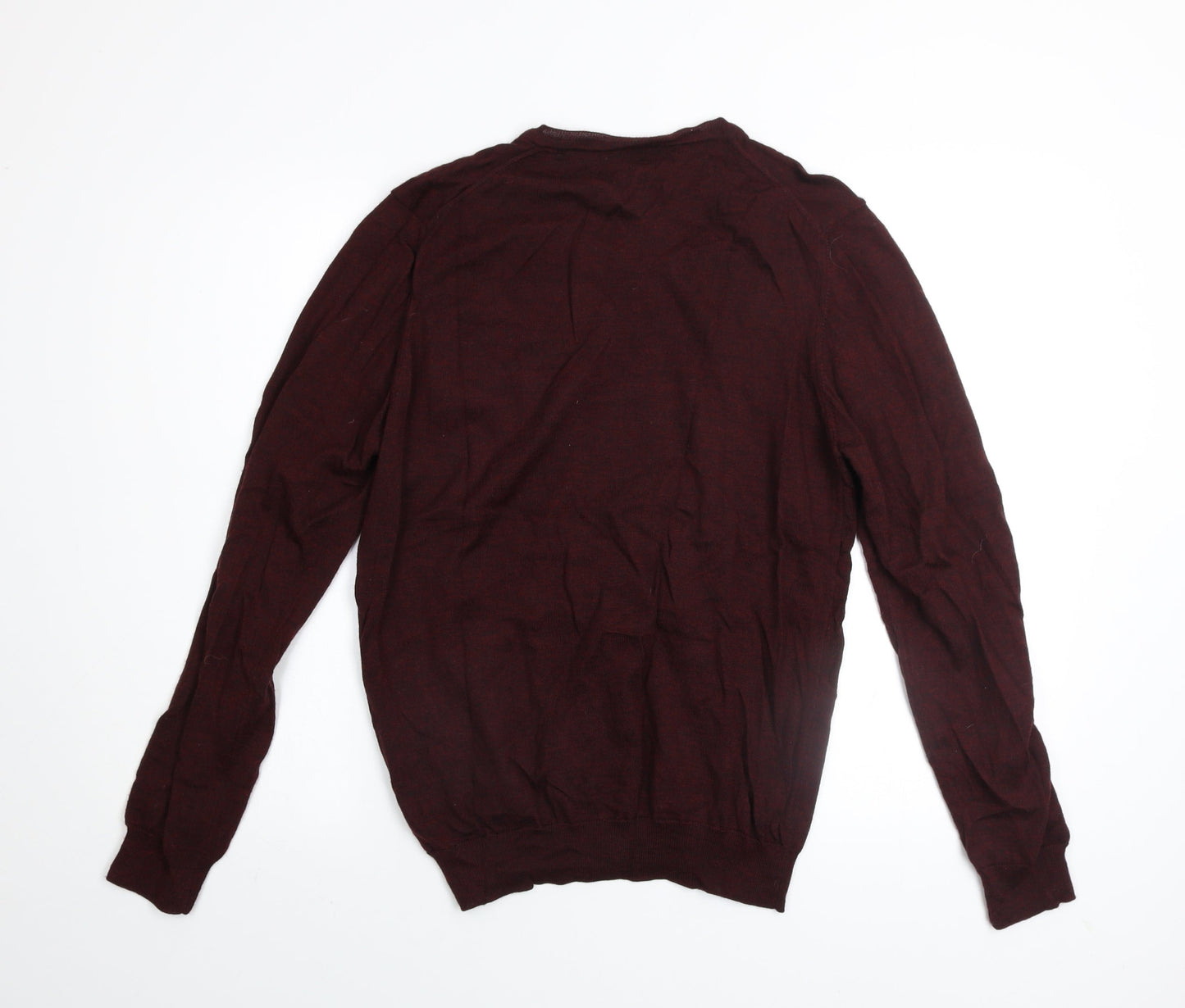 Marks and Spencer Mens Red Slim Fit V-Neck Merino Silk Jumper M