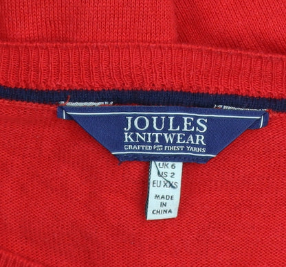 Womens UK Size 2XS Joules Red Pullover Jumper