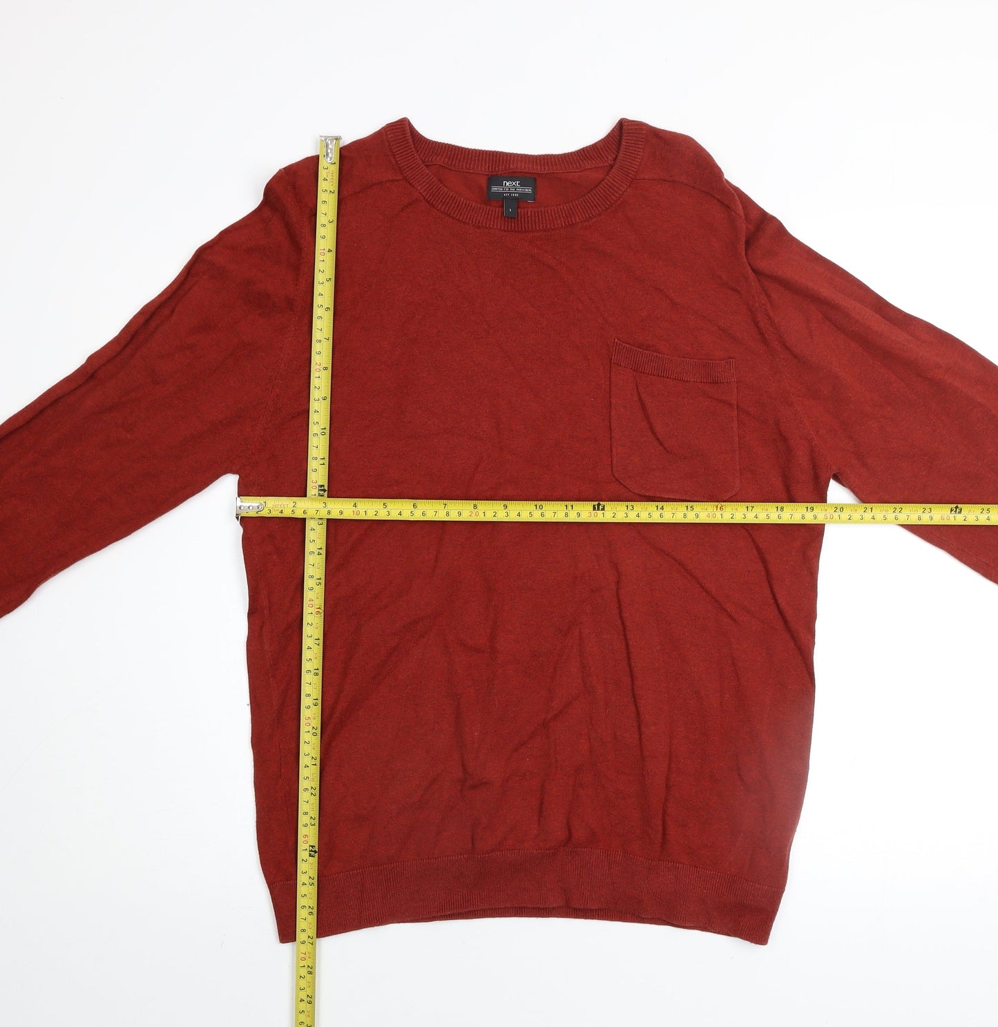 Mens UK Size L NEXT Red Pullover Jumper
