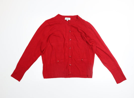 Womens UK Size 18 Debenhams Red Cardigan Jumper