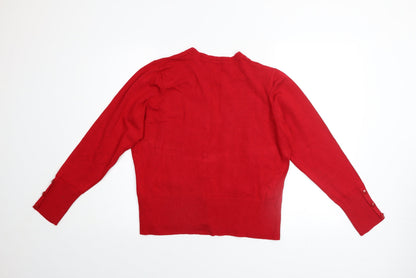 Womens UK Size 18 Debenhams Red Cardigan Jumper