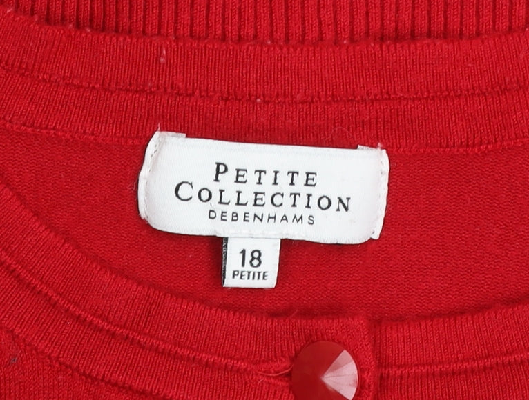 Womens UK Size 18 Debenhams Red Cardigan Jumper