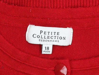 Womens UK Size 18 Debenhams Red Cardigan Jumper