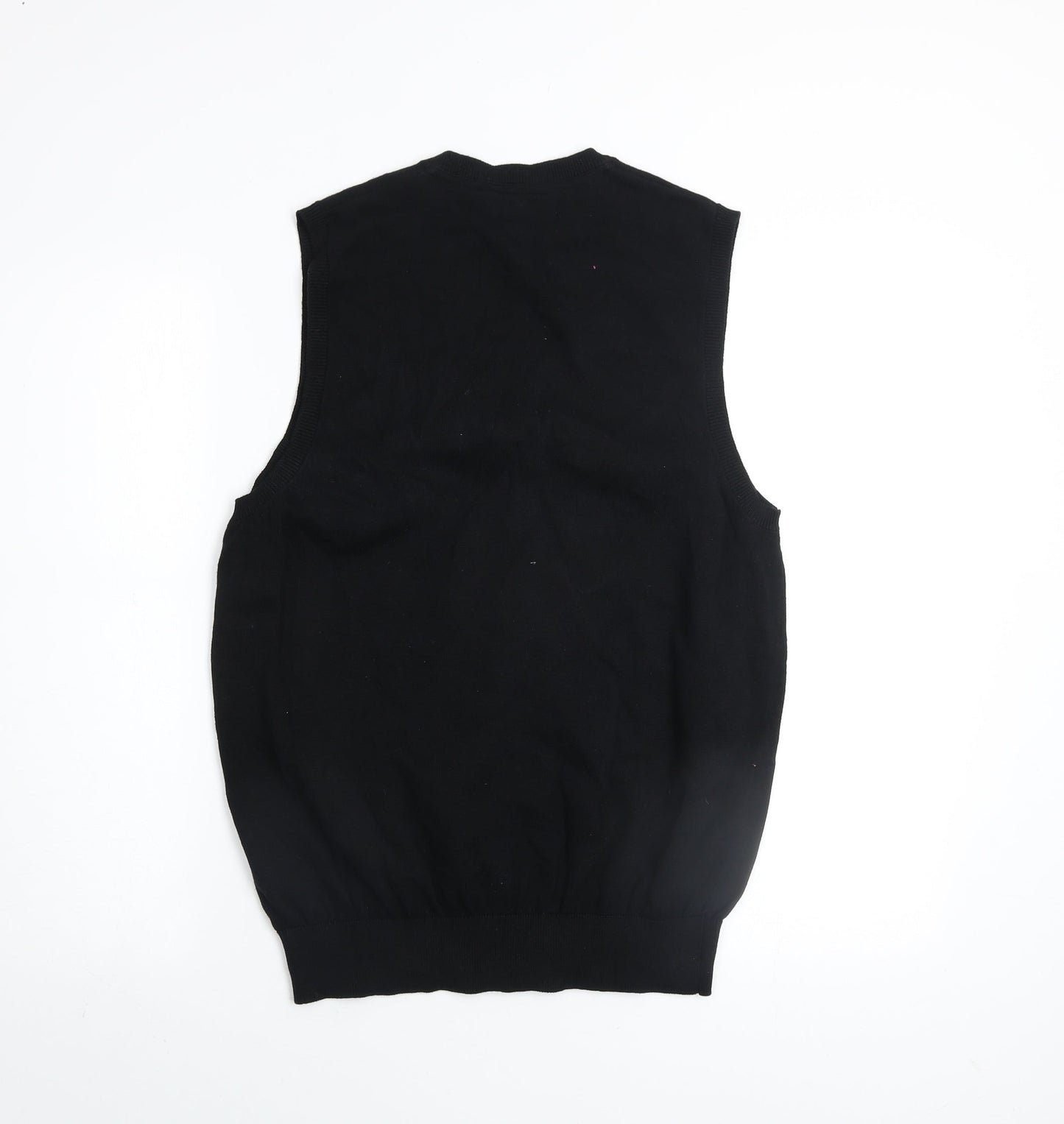 Marks and Spencer Mens Black Cotton V-Neck Sleeveless Vest Jumper M