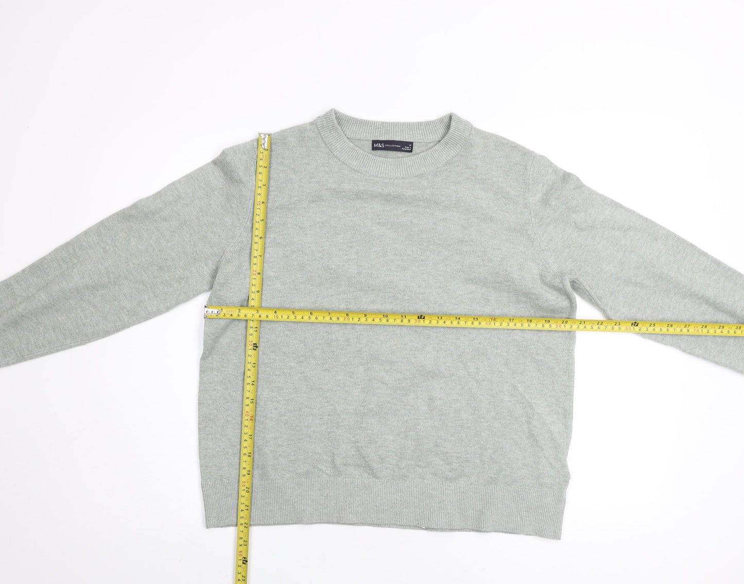 Marks and Spencer Men's Grey M Crew Neck Pullover Jumper