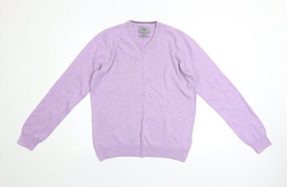 Marks and Spencer Men’s Purple V-Neck Cotton Jumper Size S