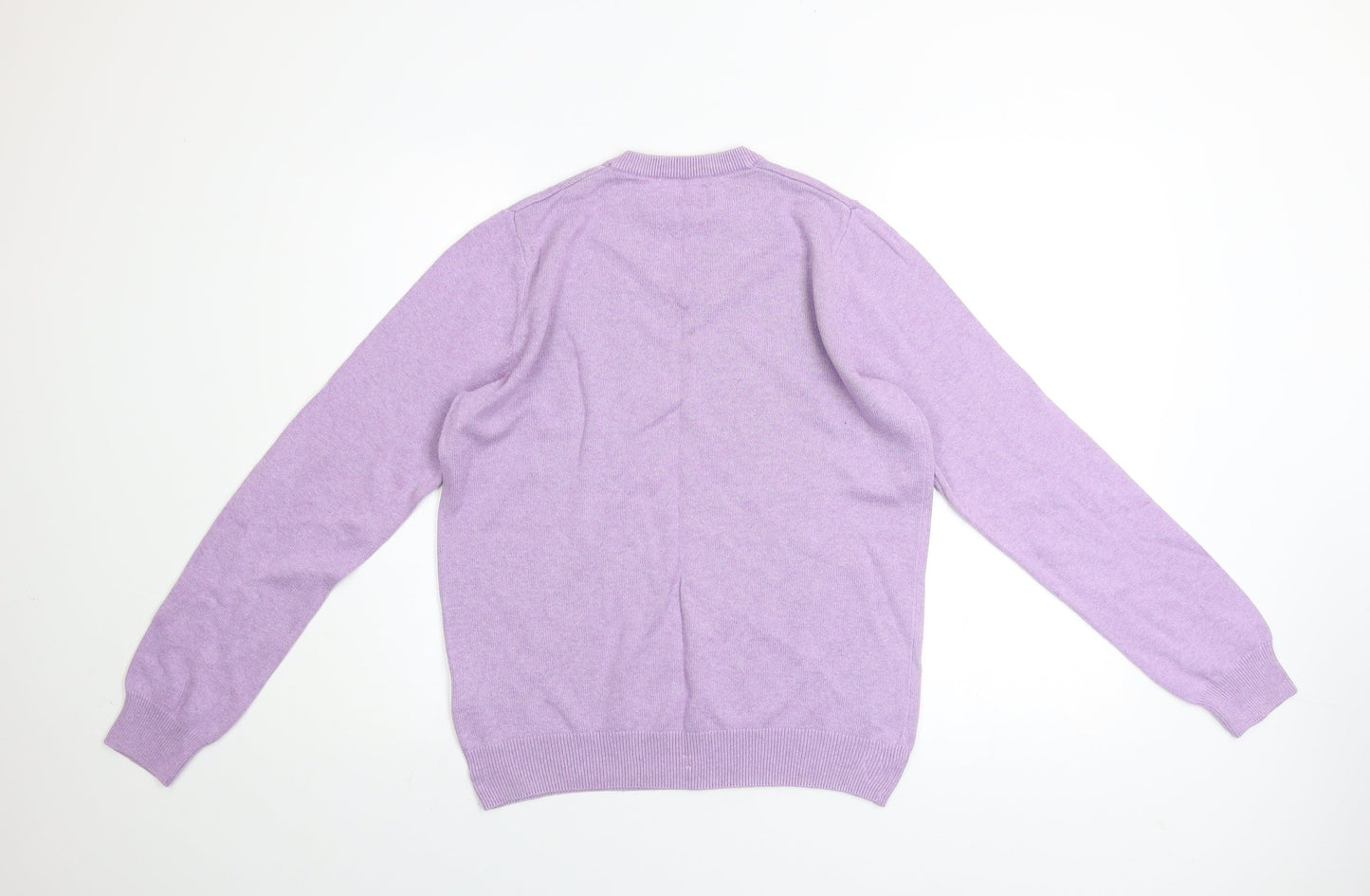 Marks and Spencer Men’s Purple V-Neck Cotton Jumper Size S