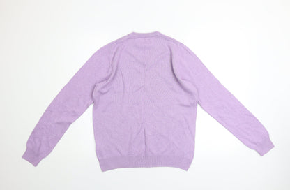 Marks and Spencer Men’s Purple V-Neck Cotton Jumper Size S