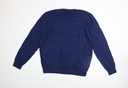 Marks and Spencer Autograph Men’s Blue Cotton Cashmere V-Neck Jumper XL