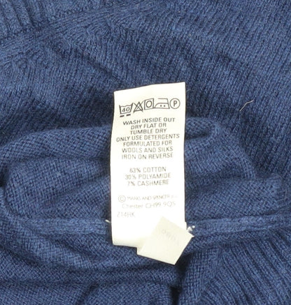 Marks and Spencer Autograph Men’s Blue Cotton Cashmere V-Neck Jumper XL