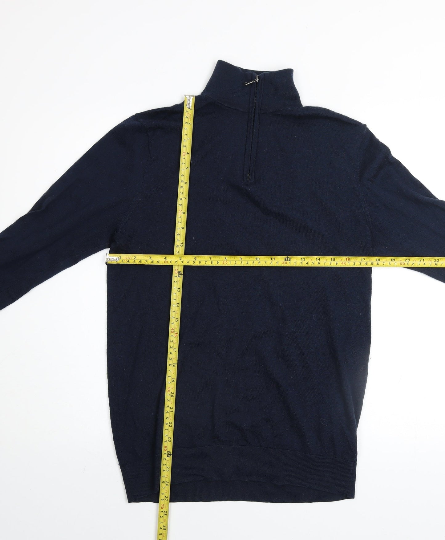 Howick Men’s Blue Merino Wool Half Zip Jumper M