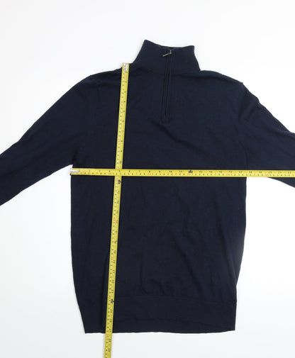 Howick Men’s Blue Merino Wool Half Zip Jumper M