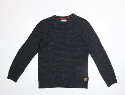 Jack & Jones Men's Grey Knit Crew Neck Pullover Jumper Size M