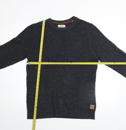 Jack & Jones Men's Grey Knit Crew Neck Pullover Jumper Size M