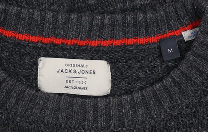 Jack & Jones Men's Grey Knit Crew Neck Pullover Jumper Size M