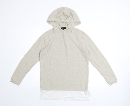 Mens UK Size S River Island Beige Pullover Hoodie