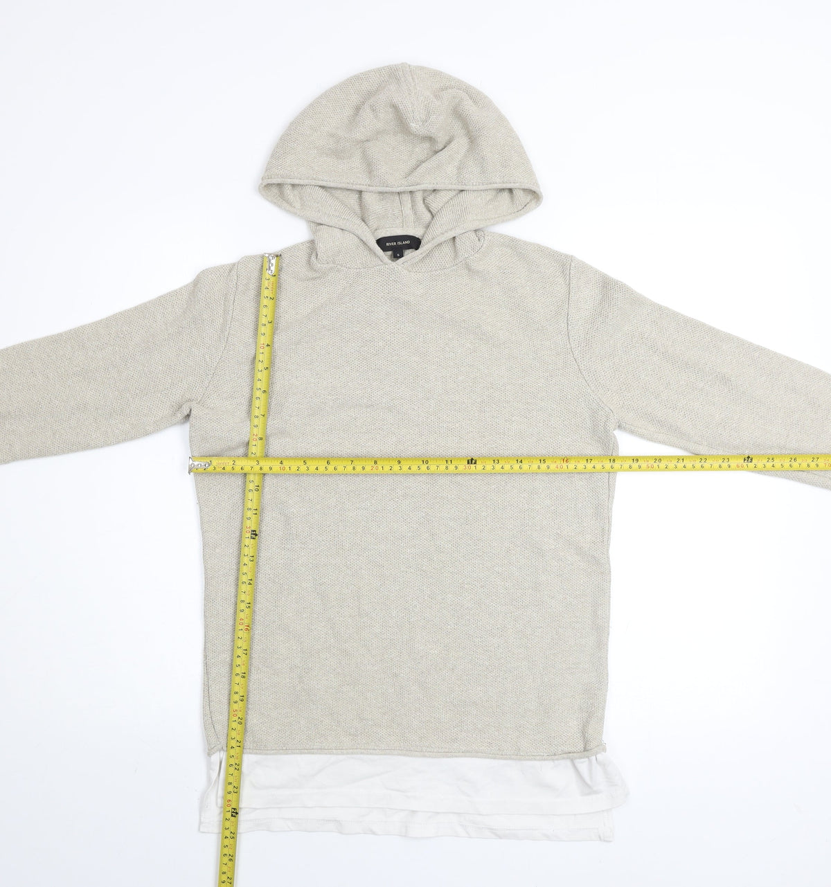 Mens UK Size S River Island Beige Pullover Hoodie