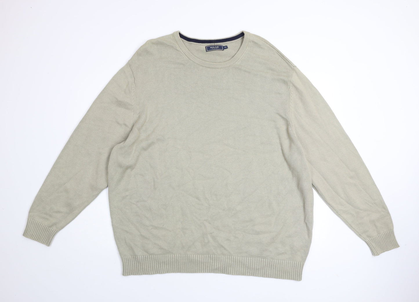 Maine New England Men's Beige 2XL Cotton Crew Neck Jumper