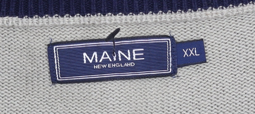 Maine New England Men's Beige 2XL Cotton Crew Neck Jumper