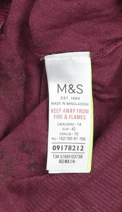 Womens UK Size 14 Marks and Spencer Purple Basic T-Shirt