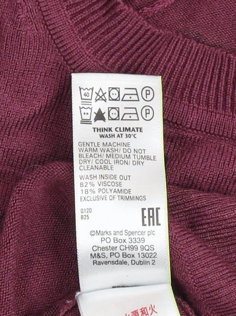 Womens UK Size 14 Marks and Spencer Purple Basic T-Shirt