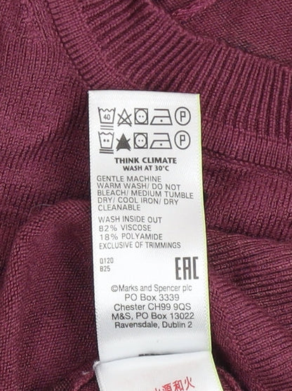 Womens UK Size 14 Marks and Spencer Purple Basic T-Shirt