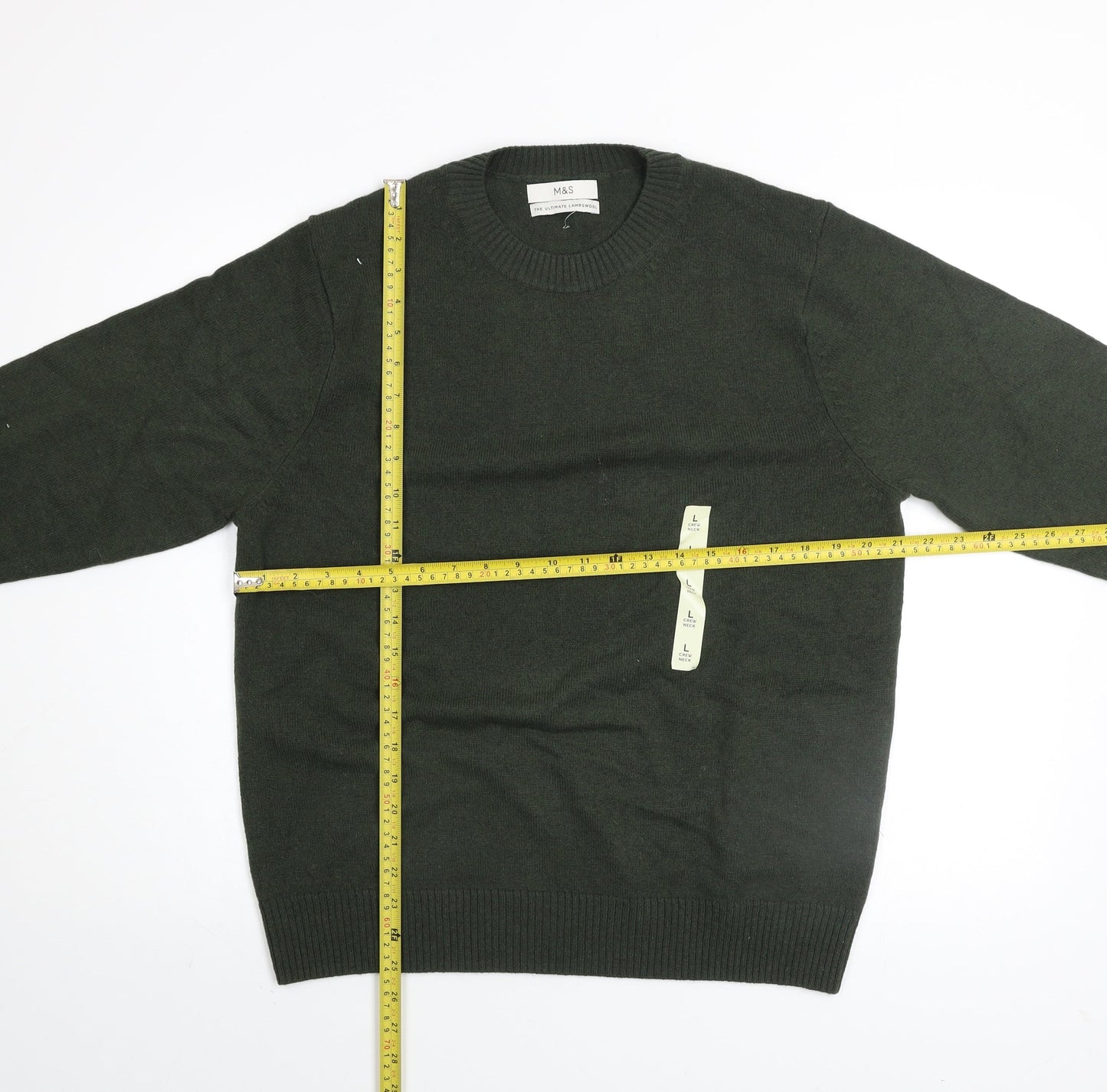 Marks and Spencer Men’s Green Wool Crew Neck Jumper Size L