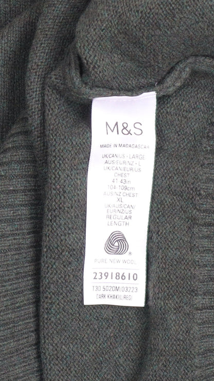 Marks and Spencer Men’s Green Wool Crew Neck Jumper Size L