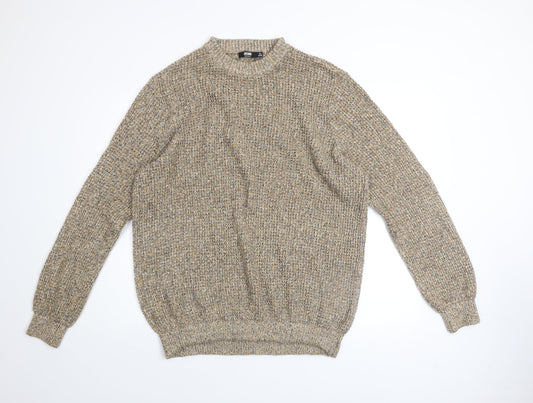 Jacamo Men's Beige Chunky Knit Crew Neck Pullover Jumper 2XL