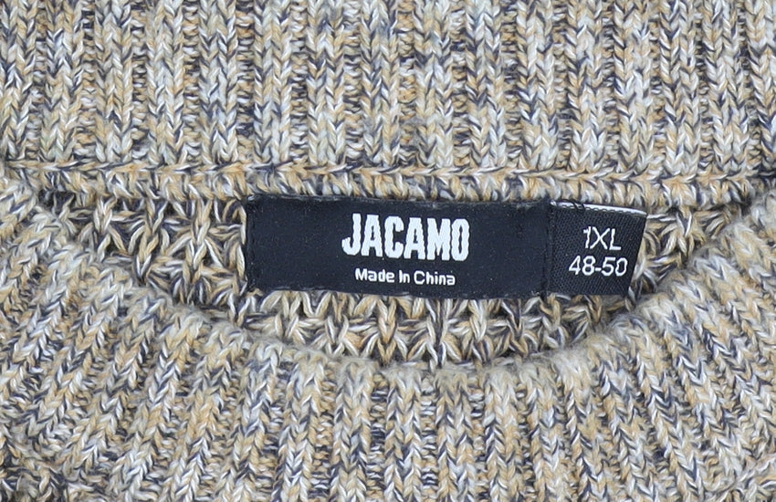 Jacamo Men's Beige Chunky Knit Crew Neck Pullover Jumper 2XL
