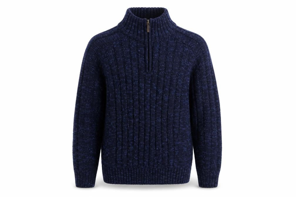 Mens UK Size L Matalan Blue 1/4 Zip Jumper