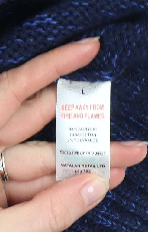 Matalan Men’s Blue 1/4 Zip High Neck Chunky Knit Jumper Size L