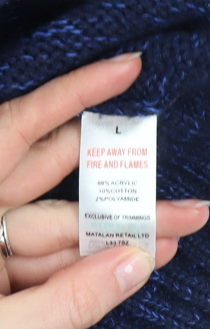 Matalan Men’s Blue 1/4 Zip High Neck Chunky Knit Jumper Size L