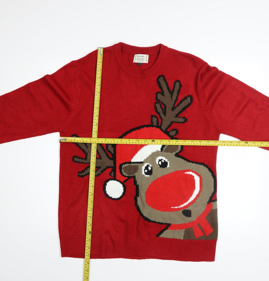 Mens UK Size M George Red Pullover Jumper
