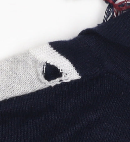 Kensington Eastside Mens Blue L Striped 1/2 Zip Cotton Jumper