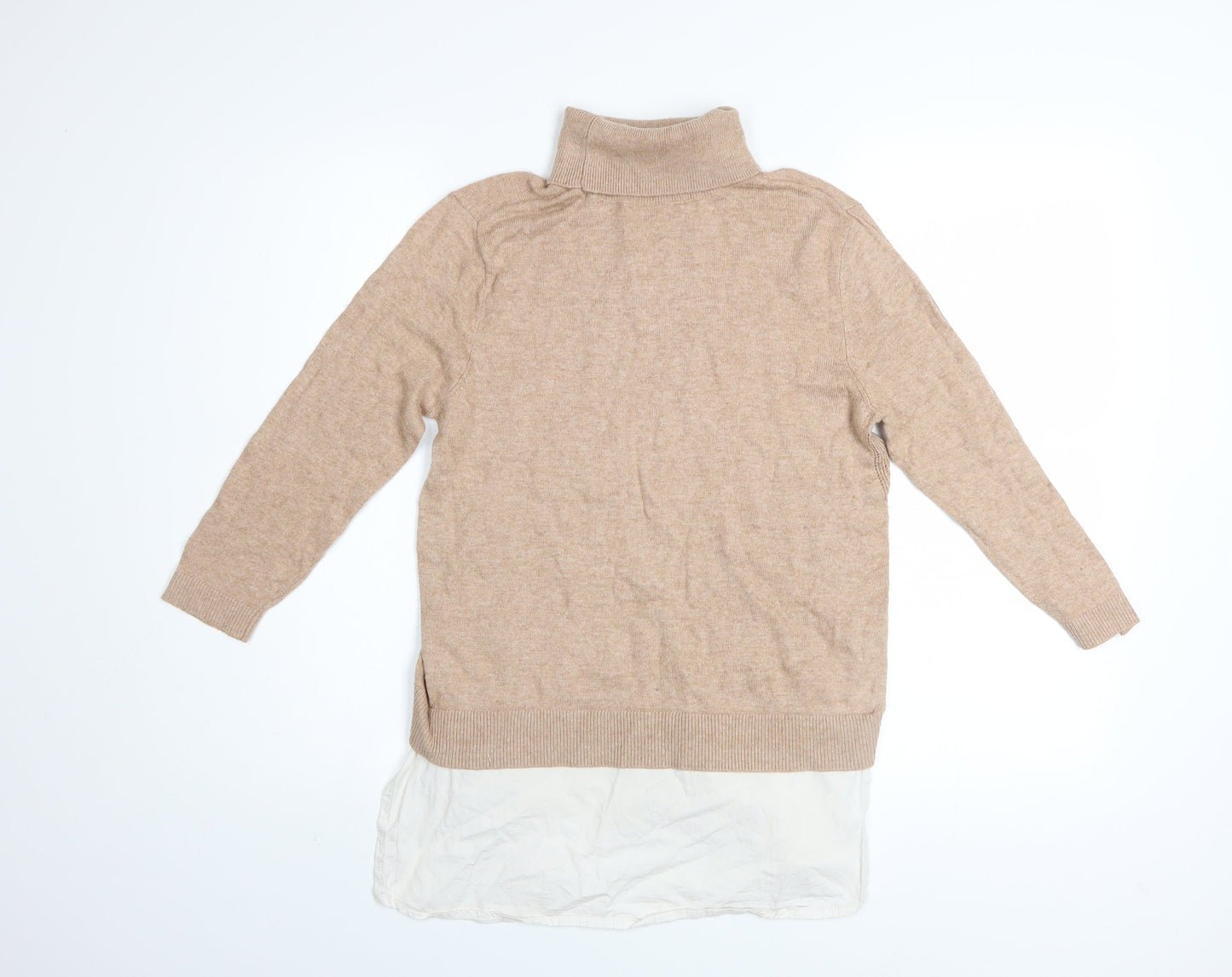 Womens UK Size 10 Miss Selfridge Beige Tunic Jumper