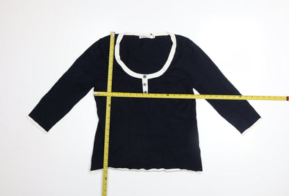 Womens UK Size L M&Co Blue Henley Jumper