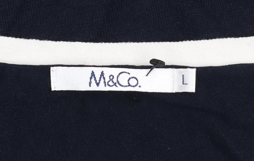 Womens UK Size L M&Co Blue Henley Jumper