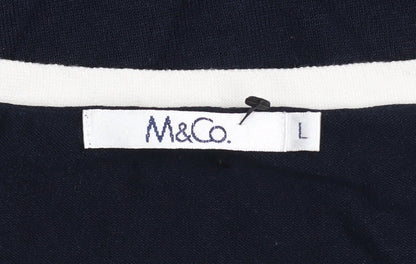 Womens UK Size L M&Co Blue Henley Jumper