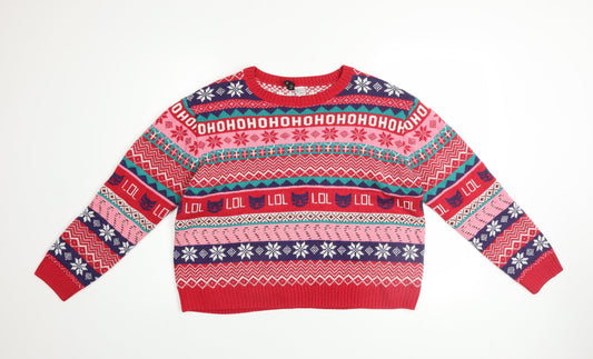 Womens UK Size L H&M Red Pullover Jumper