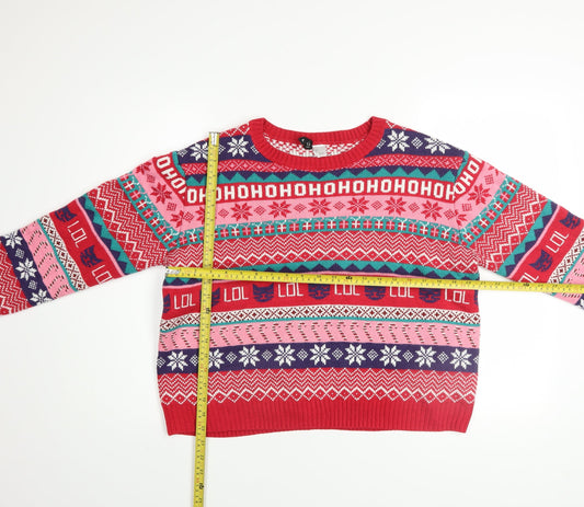 Womens UK Size L H&M Red Pullover Jumper