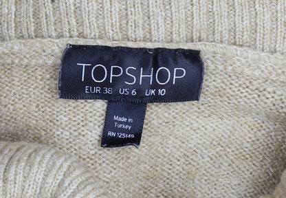Womens UK Size 10 Topshop Beige Pullover Jumper