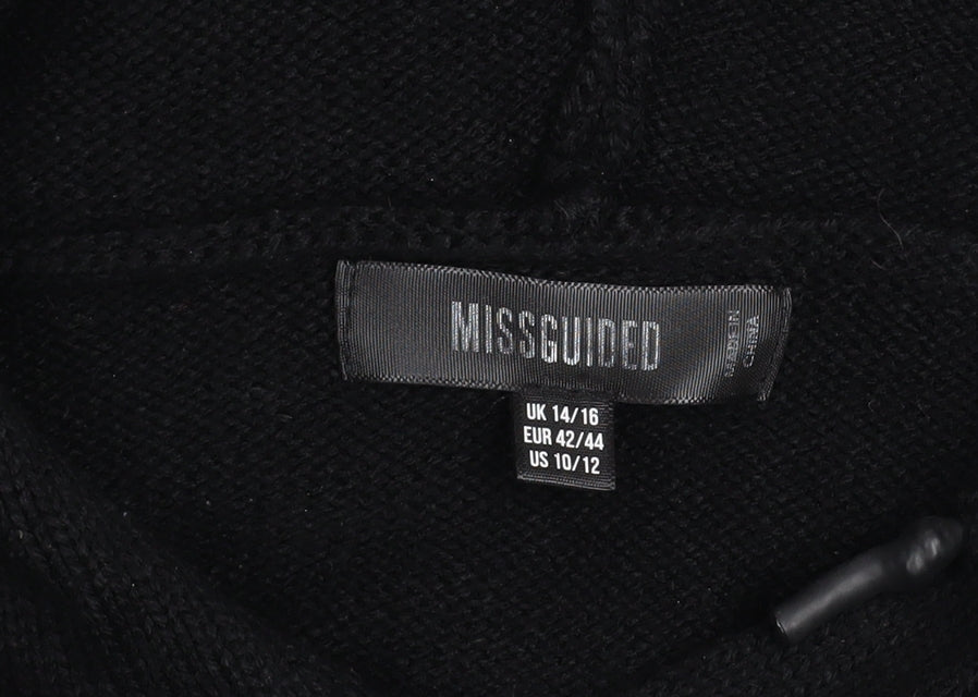 Womens UK Size 14/16 Missguided Black Pullover Hoodie