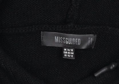 Womens UK Size 14/16 Missguided Black Pullover Hoodie