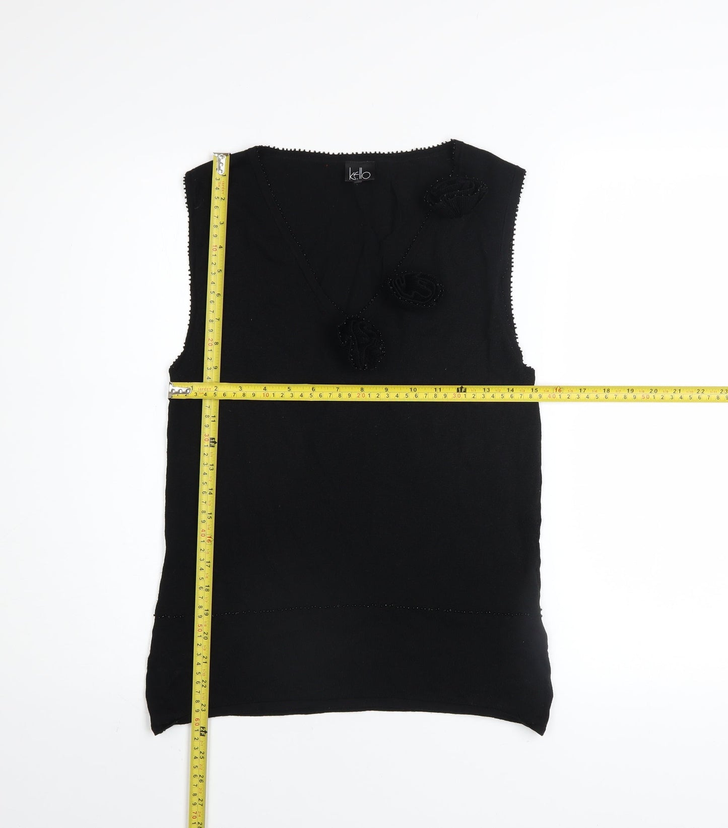 Womens UK Size L Kello Black Camisole Tank