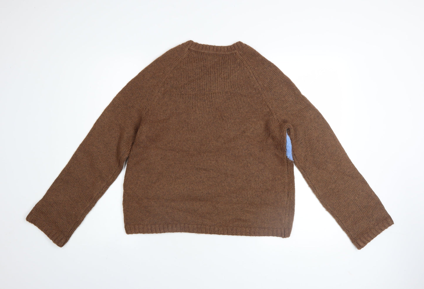 Marks and Spencer Men Brown Argyle Knit Jumper Size S Wool Blend